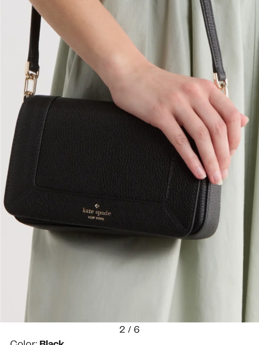 kate spade Black Pebbled Leather Crossbody with Gold Logo